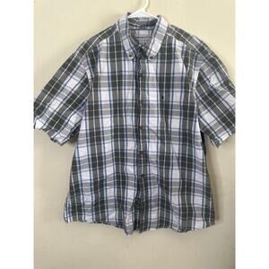 Carhartt Mens Work Shirt XL Plaid Short Sleeve Button-Up Outdoors Gray H